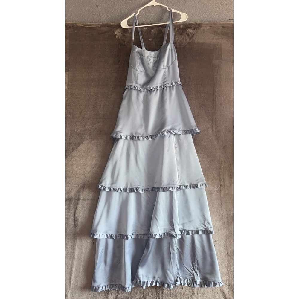 Show Me Your Mumu Lady Corset Dress Womens XL Steel Blue Luxe Satin Self Lined - Picture 5 of 15